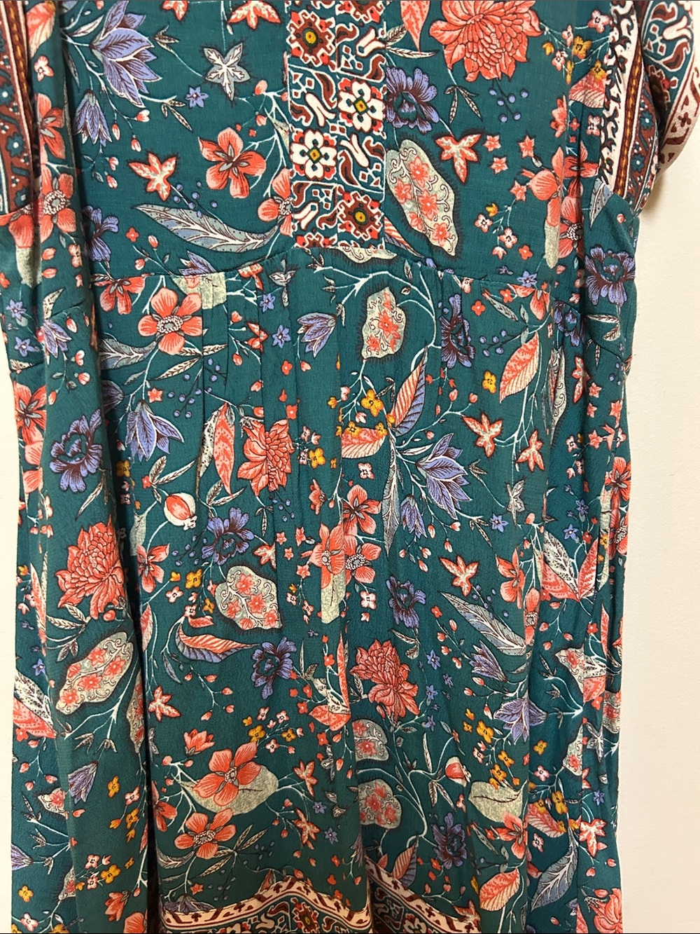 Anthropologie XS Zenia Green Floral V-Neck Dress - Picture 7 of 15